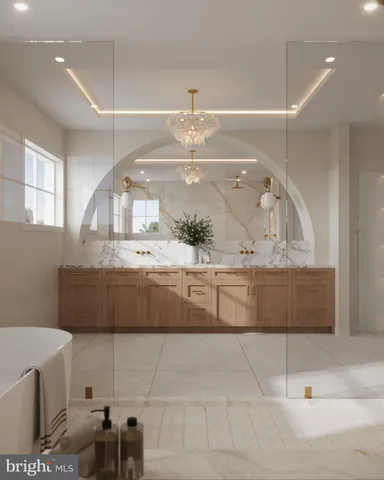 a view of kitchen with furniture and cabinets