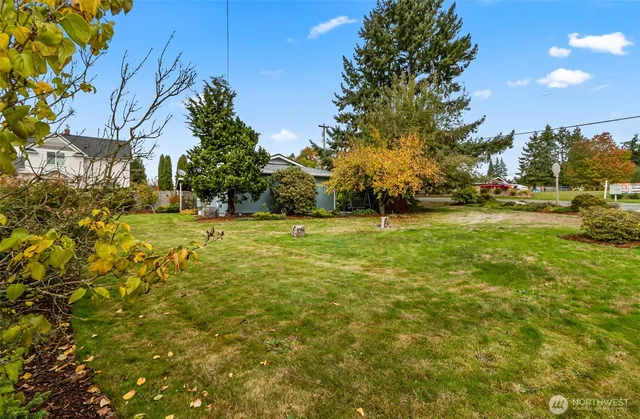 a view of a trees in front of a building