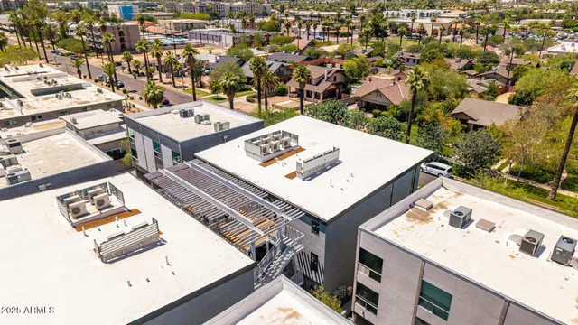 a view of a city that has tall buildings