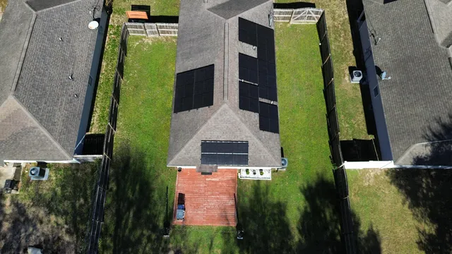 an aerial view of a house