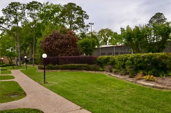 a view of a backyard with garden
