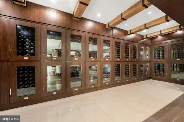 a large building with glass door