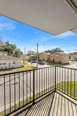 a view of city from a balcony