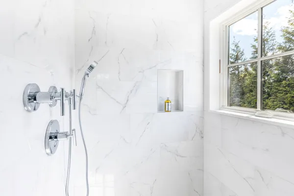 a bathroom with a shower