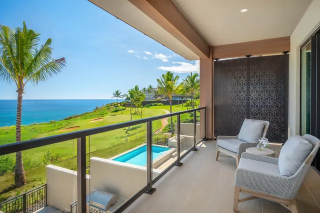 a balcony with furniture