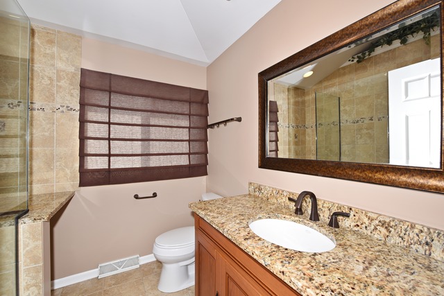 7706 Sawyer Road Darien, IL 60561 - Photo 8 of 10 a bathroom with a granite countertop sink toilet and shower