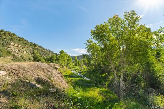 a view of a lush green hillside and houses
