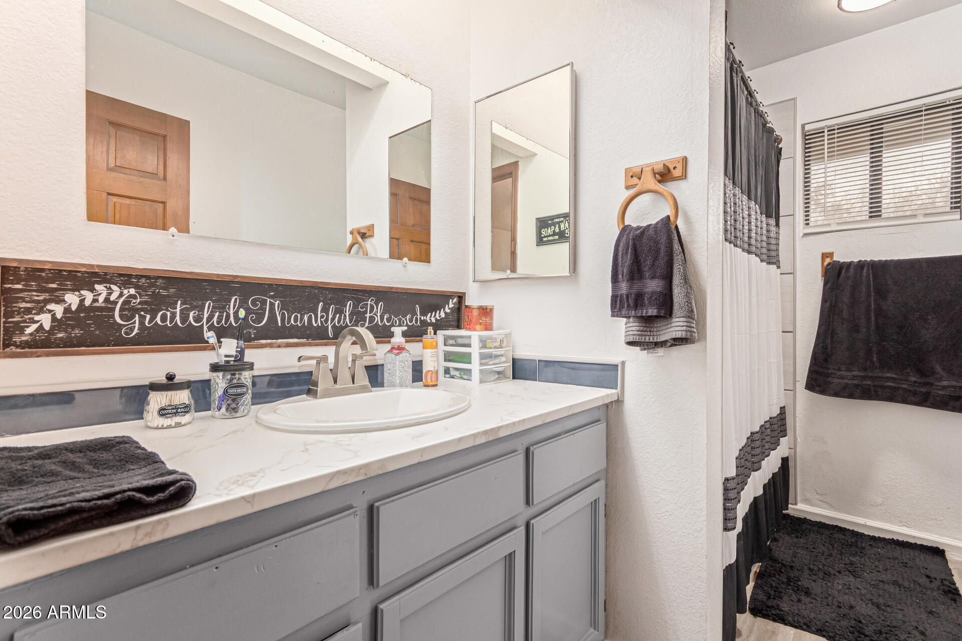 21613 South 154th Street Gilbert, AZ 85298 - Photo 23 of 57 a bathroom with a sink and a mirror