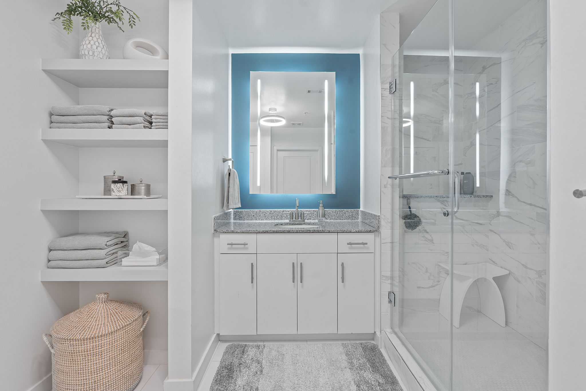 360 Nueces Street, Unit 1007 Austin, TX 78701 - Photo 21 of 40 Full bathroom with vanity and a marble finish shower