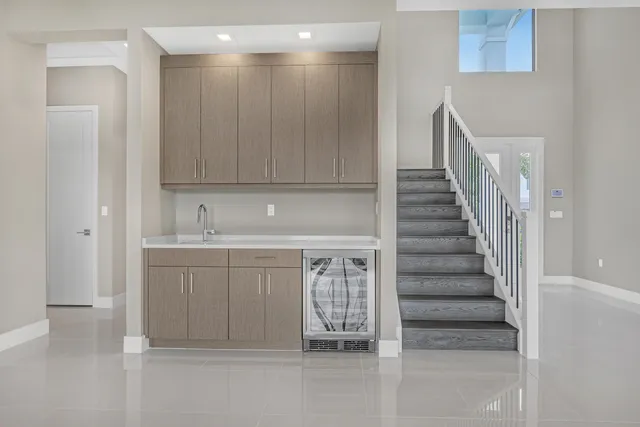 a view of entryway with cabinets