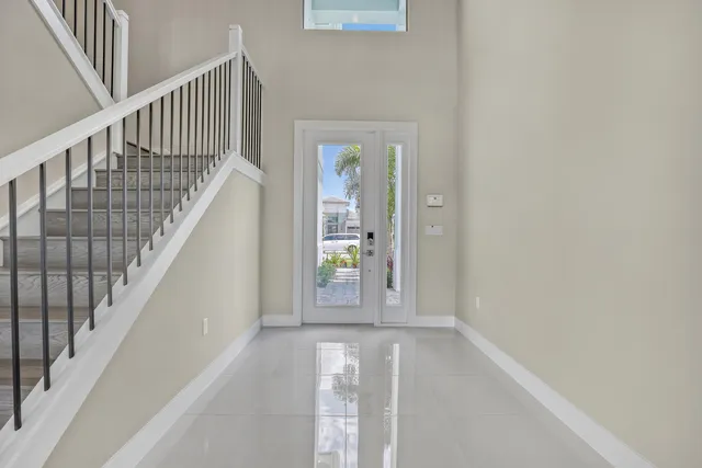 a view of entryway with wooden floor