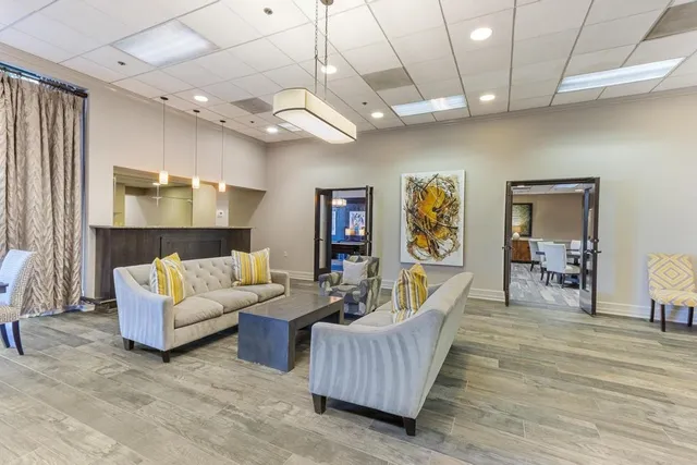 a outdoor space with a large window