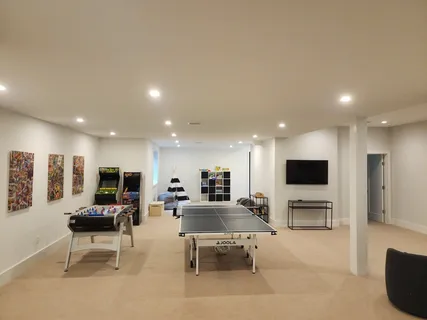 a living room with furniture and a couch