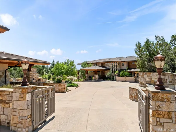 front view of a building with a garden