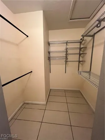 a view of a room with racks on the wall