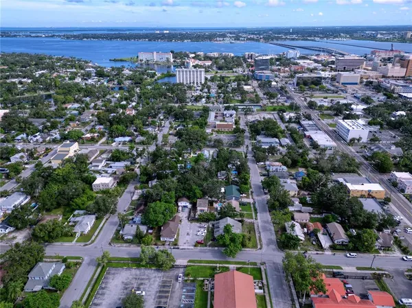 an aerial view of a city