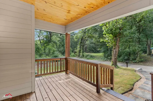 a view of a wooden deck