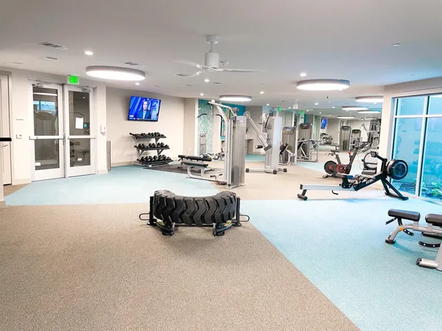 a view of a room with gym equipment