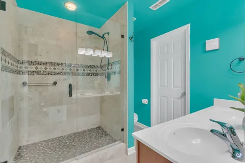 a bathroom with a shower