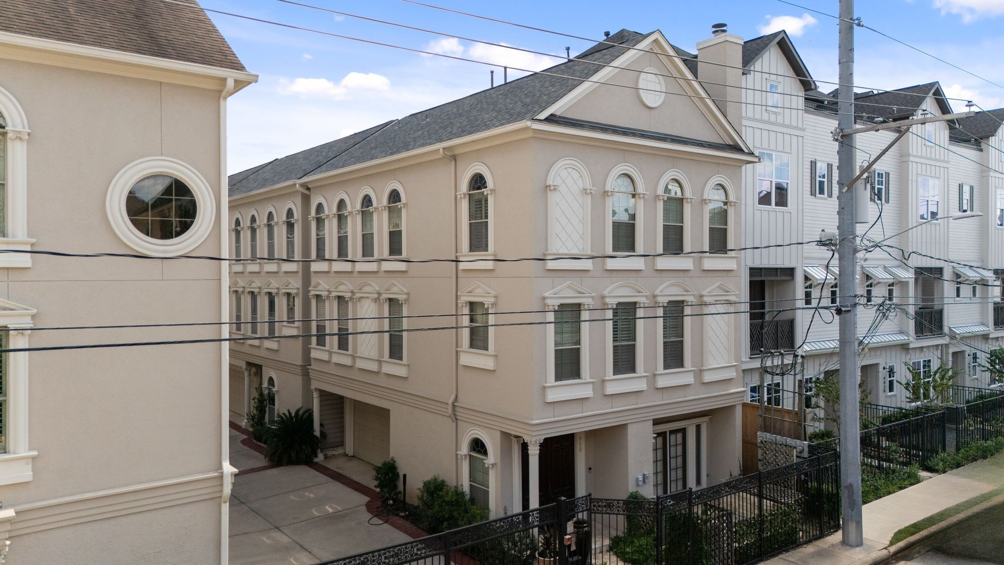 a view of a large white building
