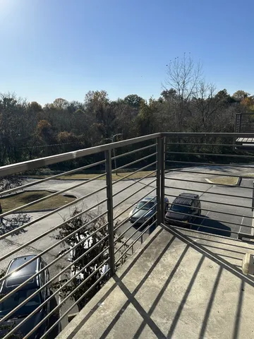 a view of a balcony with a area