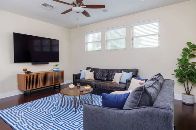 a living room with furniture