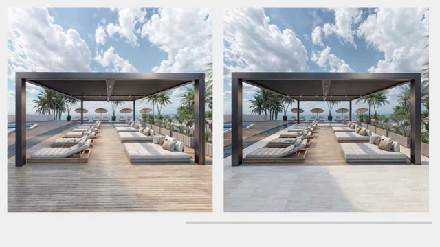 a view of a chairs and table in patio