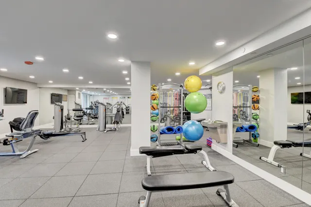 a view of a room with gym equipment