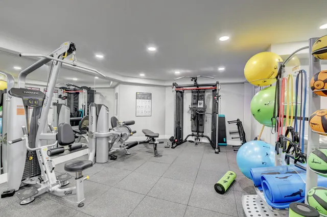 a view of a room with gym equipment