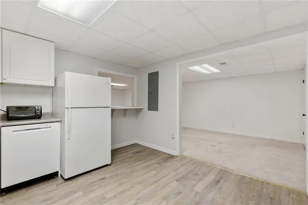 a view of a field with an outdoor space