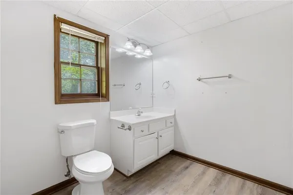 a view of a yard with a trampoline