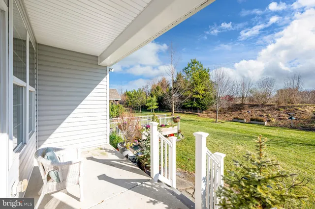a view of a garden with houses