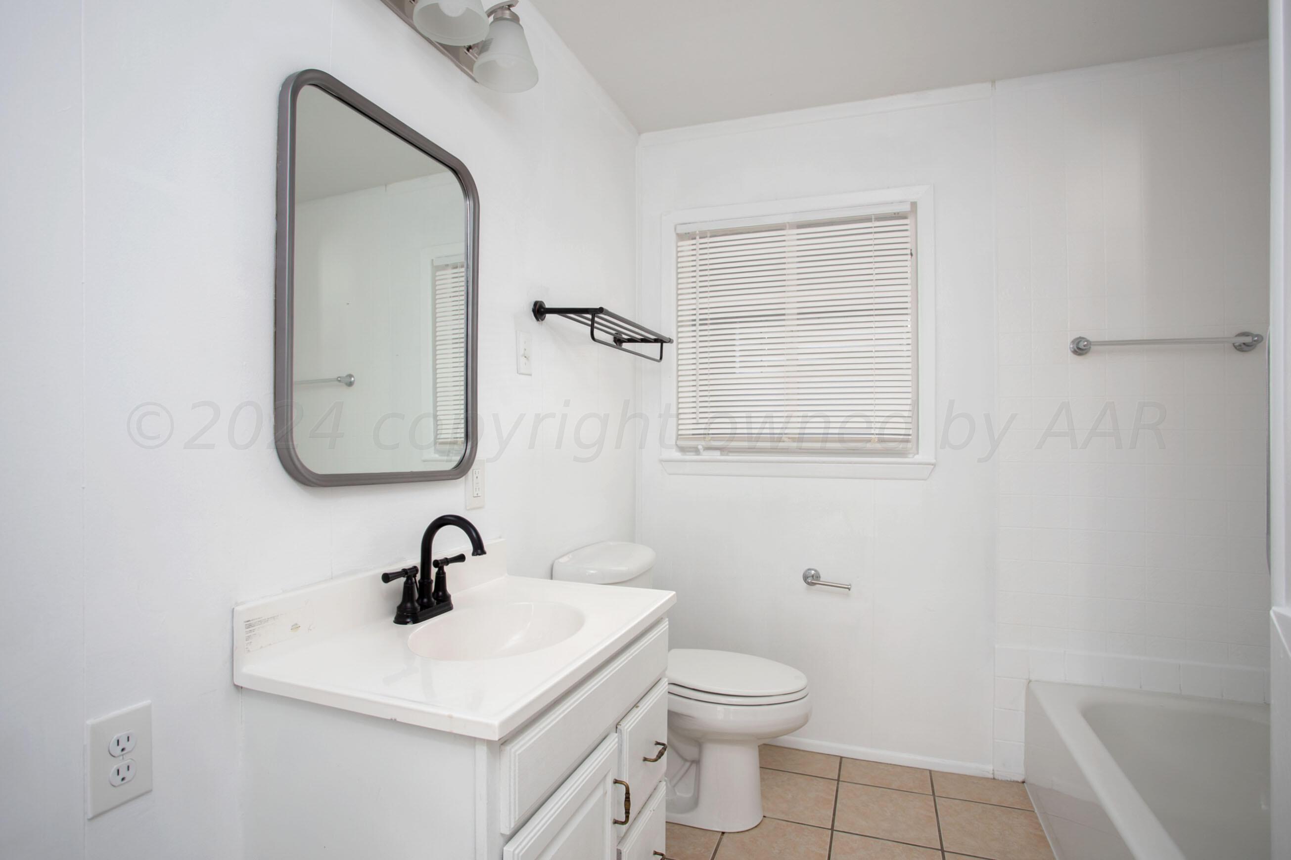 5318 Albert Avenue Amarillo, TX 79106 - Photo 16 of 24 a bathroom with a toilet a sink and mirror