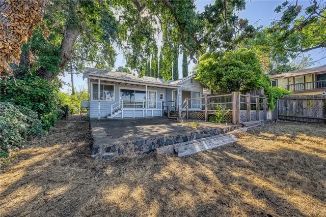 a view of a yard with a tree