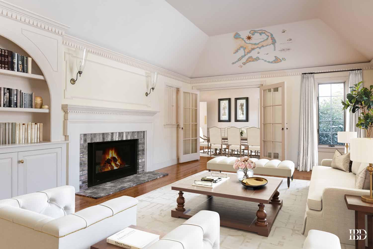 91 Ice Valley Road Osterville, MA 02655 - Photo 5 of 14 a living room with furniture large window and a fireplace