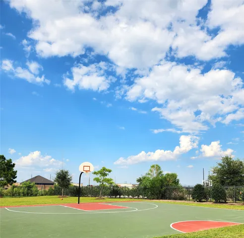 a view of a park with slide