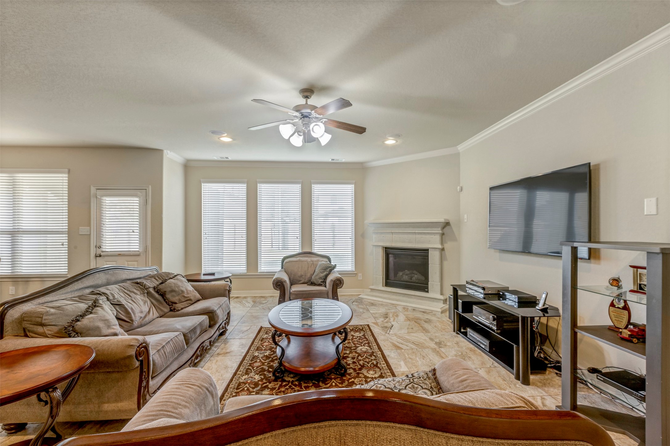 24515 Flora Meadow Drive Spring, TX 77373 - Photo 8 of 34 Living Room with Ceiling Fan.