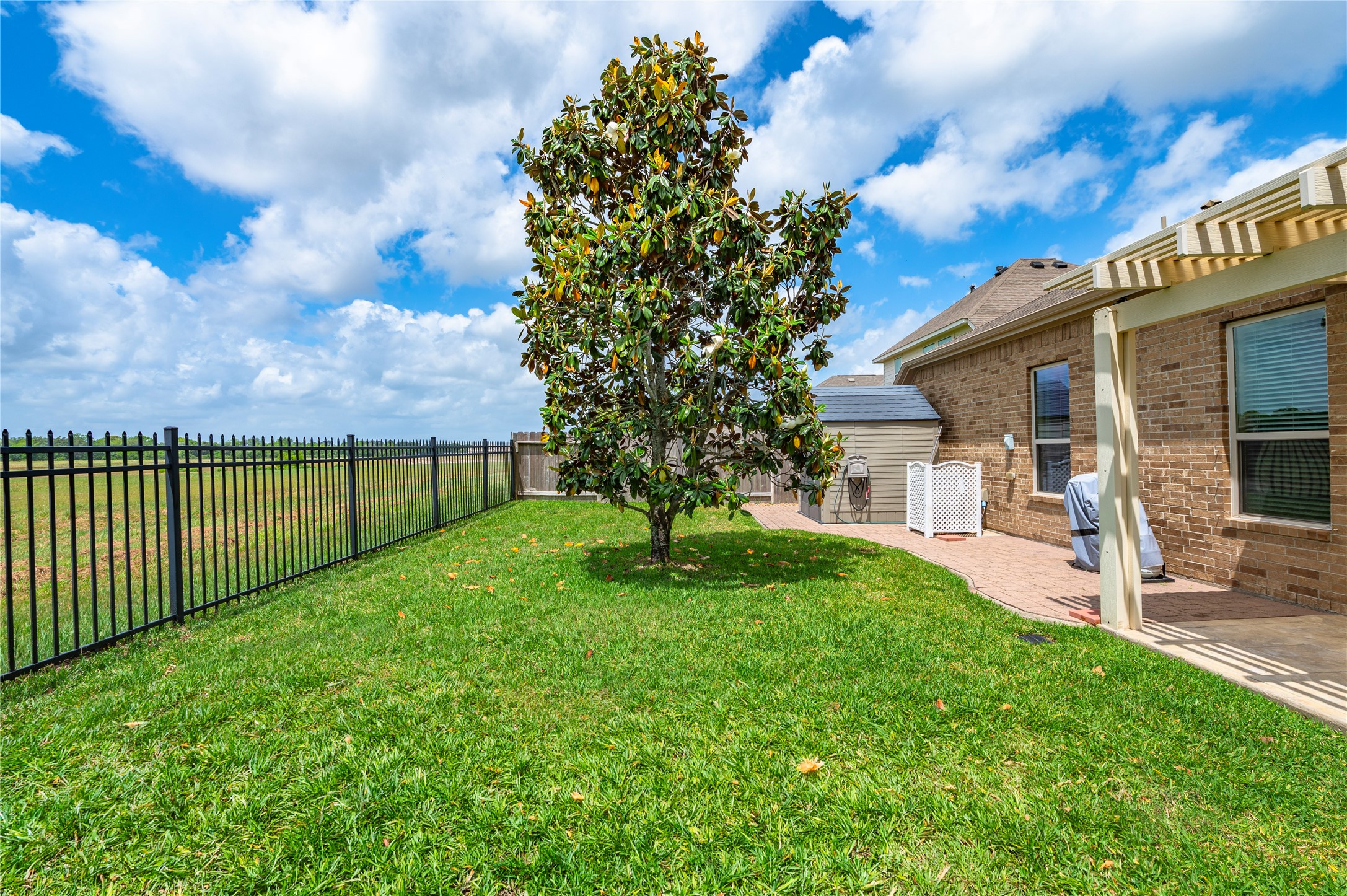 6822 Persea Ridge Lane Dickinson, TX 77539 - Photo 30 of 37 Back wrought aluminum fence also showing the lovely magnolia tree