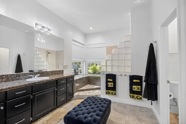 a view of a yard with plants and trees