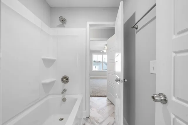 a bathroom with a bathtub