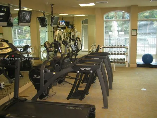 a view of a room with gym equipment
