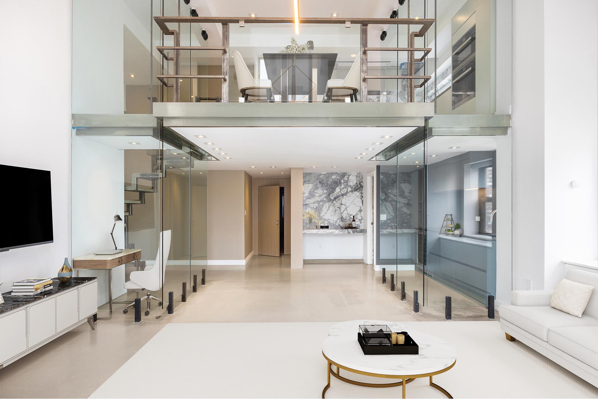 135 West 70th Street, Unit 10C Manhattan, NY 10023 - Photo 1 of 24 a living room with furniture and a flat screen tv