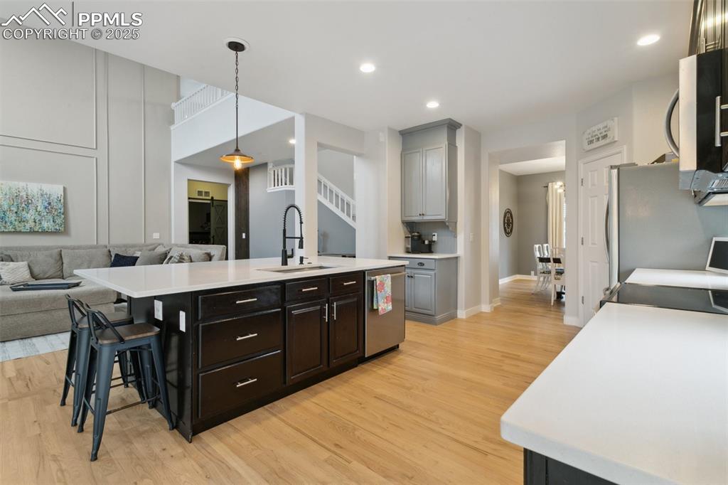 12912 Fishers Island Road Peyton, CO 80831 - Photo 9 of 45 a large bathroom with a sink double vanity granite and a shower