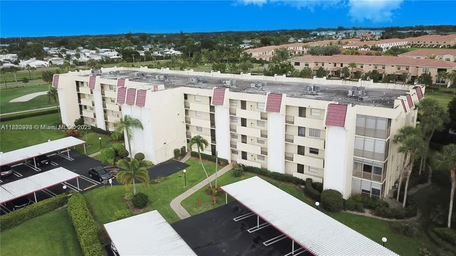 an aerial view of a swimming pool