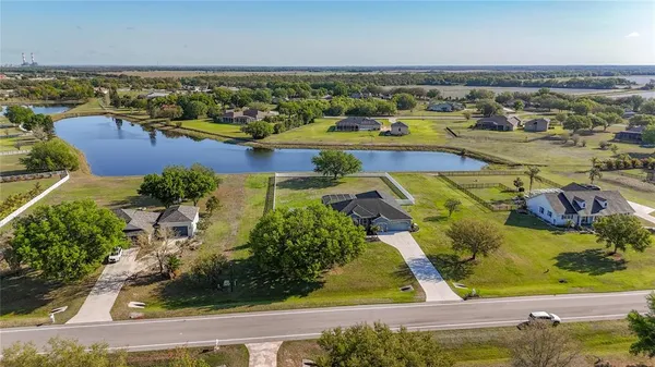 an aerial view of a residential houses with outdoor space