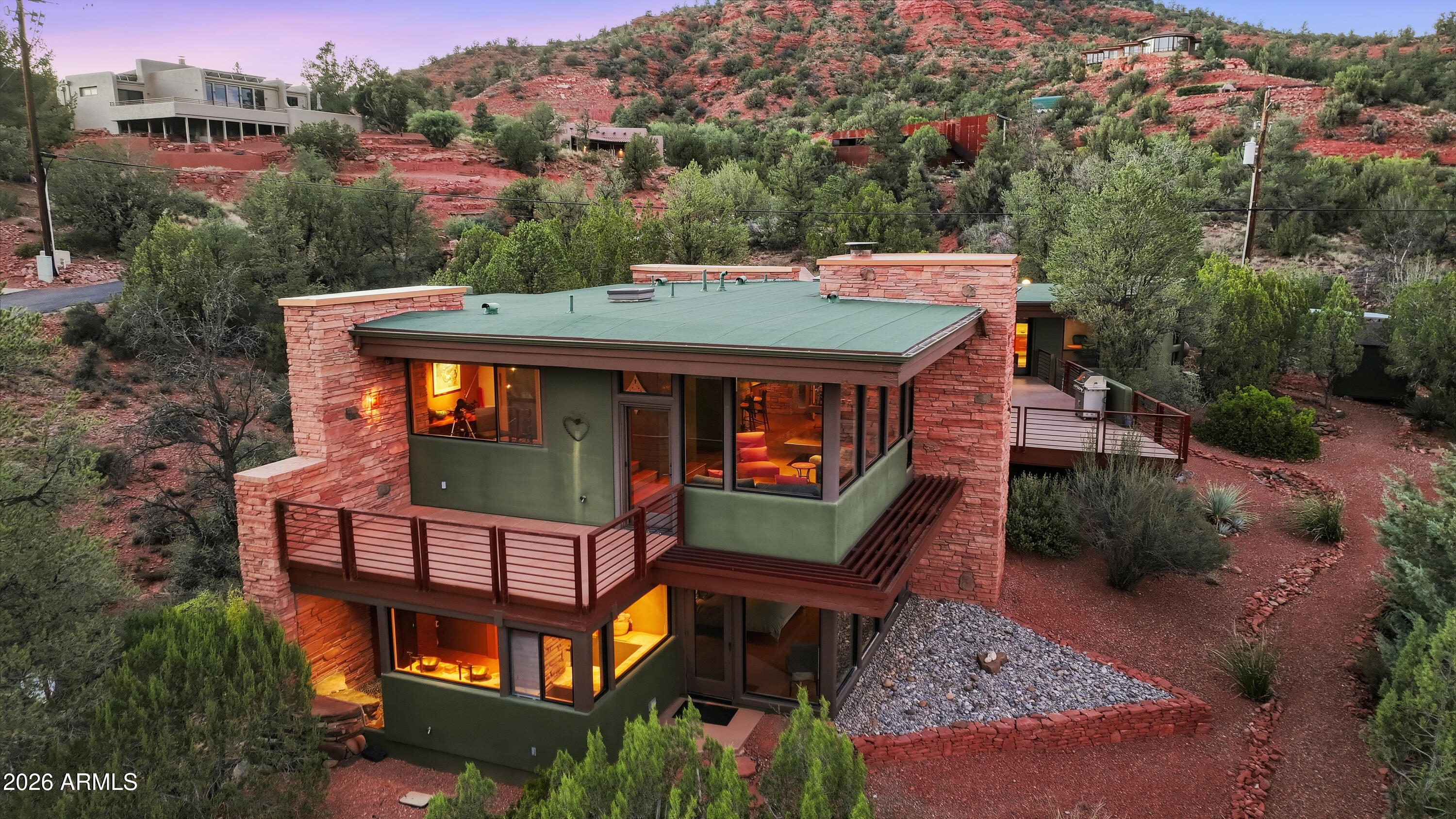 110 Century Road Sedona, AZ 86336 - Photo 1 of 67 Twilight Side Elevation