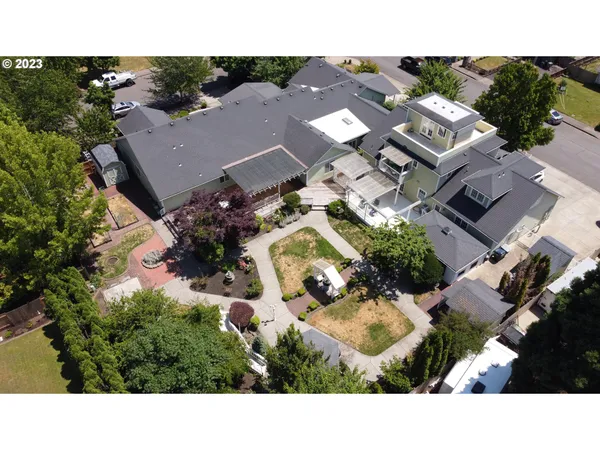 a view of a patio with a table chairs and a patio