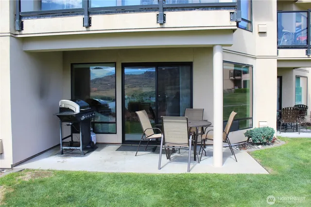 a view of a lake with a mountain in the background