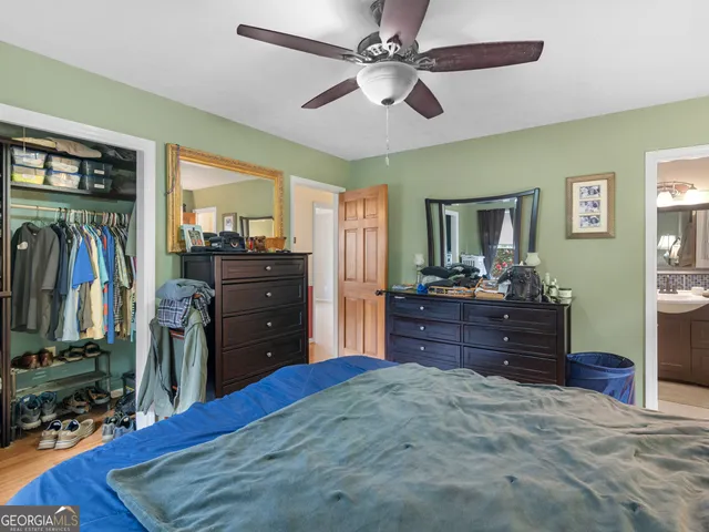 front view of a building with a trees