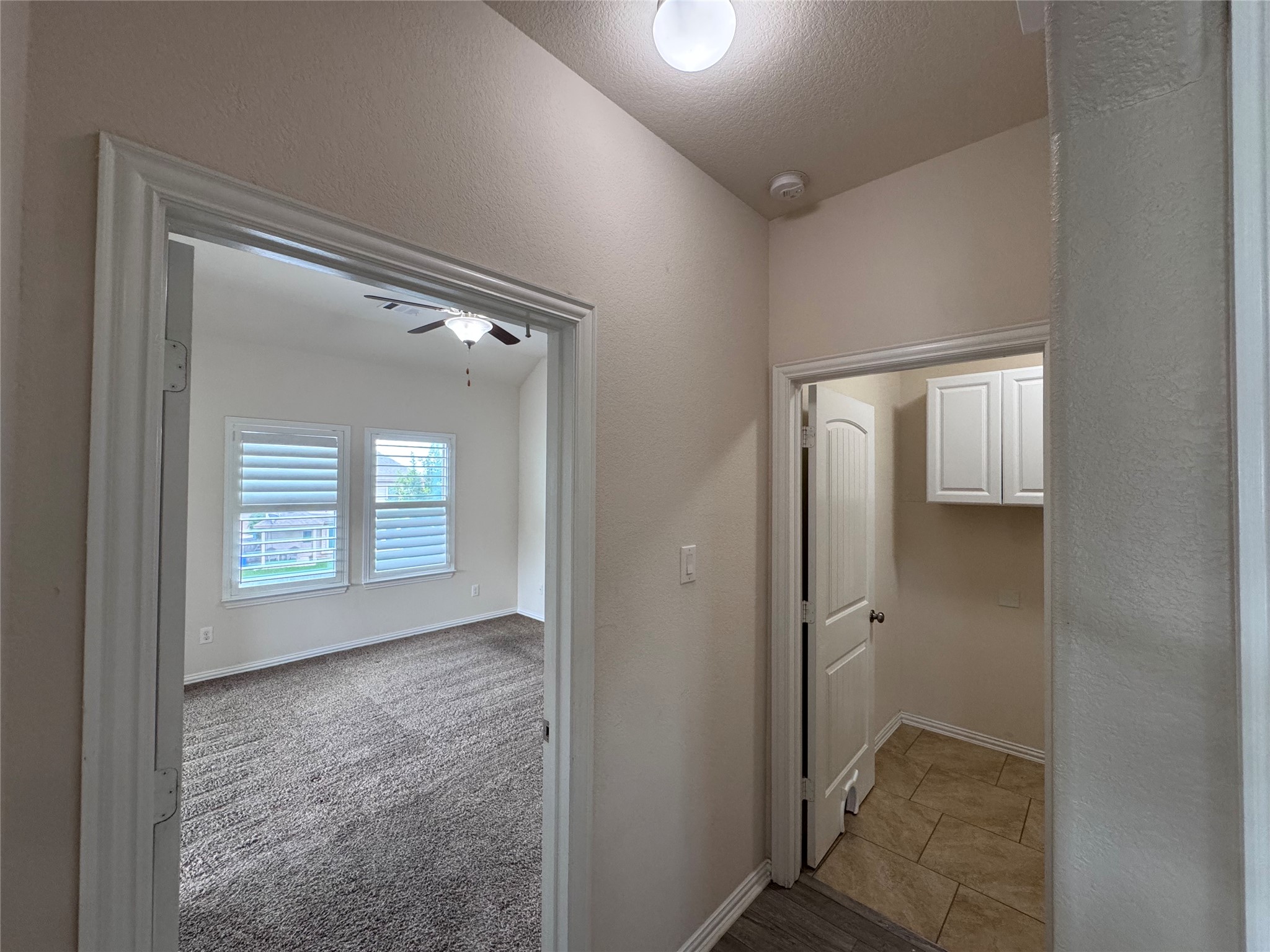 2605 Rough Berry Road Pflugerville, TX 78660 - Photo 27 of 40 Well-lit interior hallway leads to a comfortable bedroom and a practical utility room.